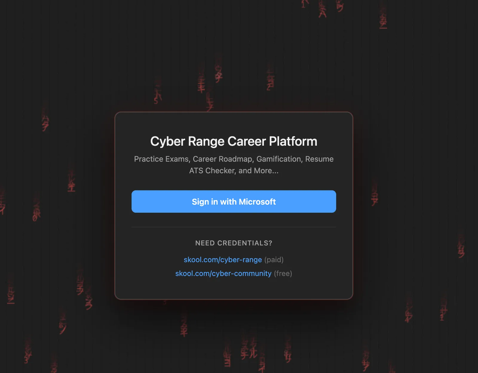 Sign in with Microsoft screen